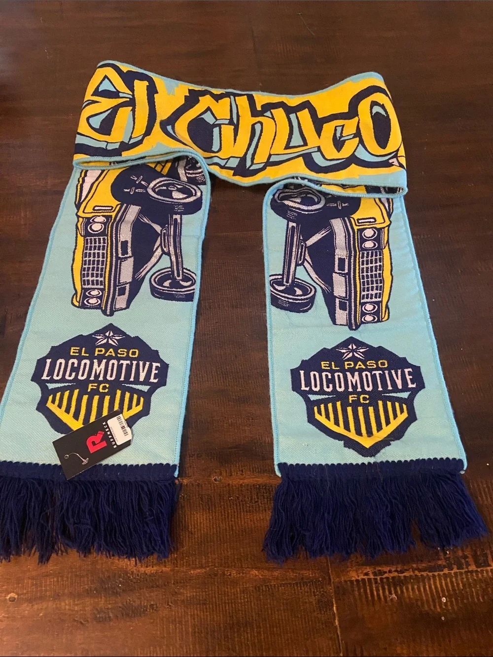 El Paso Locomotive FC Soccer Scarf - Light Blue & Yellow